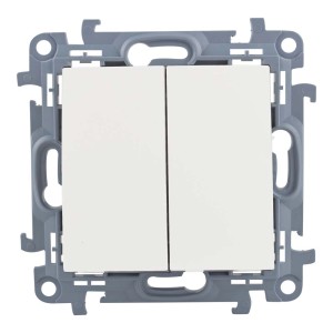 Podwójny biały włącznik światła do przełączników ściennych i przycisków.