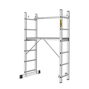 DRABEST małe rusztowanie 2 x 6 szczebli aluminium, wszechstronne jako rusztowanie robocze lub drabina.