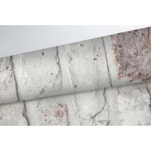 Tapeta dekoracyjna imitująca szarą ścianę z cegieł.