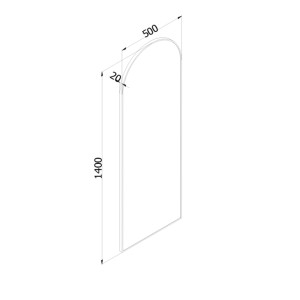Rysunek techniczny lampy t.b.t. Lustra o wymiarach 1400x500 mm.
