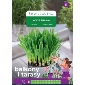 Opakowanie nasion kociej trawy W. Legutko na balkony i tarasy.