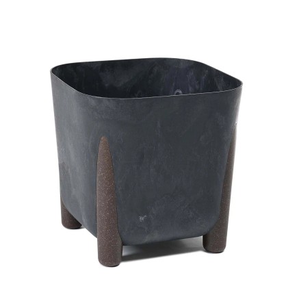 Doniczka Frida czarna beton recycled - 26 x 26 cm