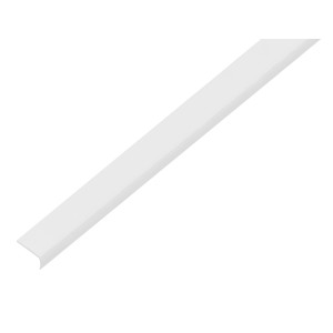 Biały kątownik nierównoramienny Alberts z tworzywa sztucznego, 7x19x1000 mm.