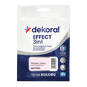 Dekoral Effect 3w1 farba do ścian, odcień różowy, matowe wykończenie. Tester koloru do wnętrz.