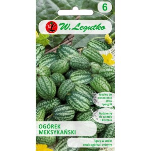 Opakowanie nasion ogórka meksykańskiego (t.b.t.) od W. Legutko. Idealne na balkony i do ogrodów.