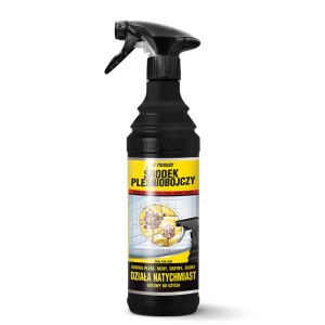 Czarna butelka ze spryskiwaczem ze środkiem do czyszczenia pleśni, mchu, grzybów i alg.