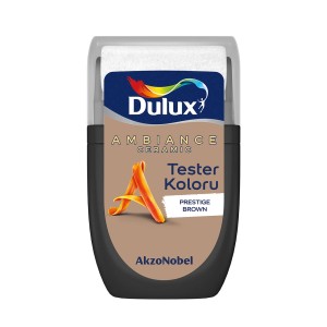 Dulux Ambiance Ceramic tester koloru Prestige Brown do farb ściennych.