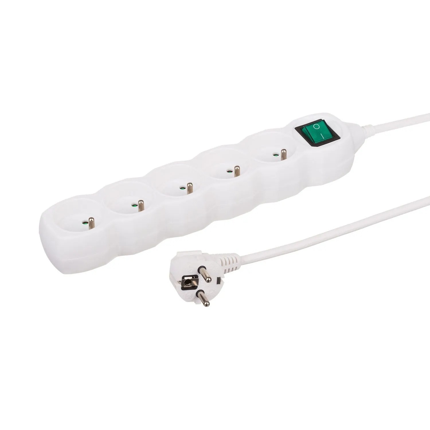 Düwi Przedłużacz listwowy 5-gniazdowy z włącznikiem 2P+Z 3x1,0mm2 biały 3 m