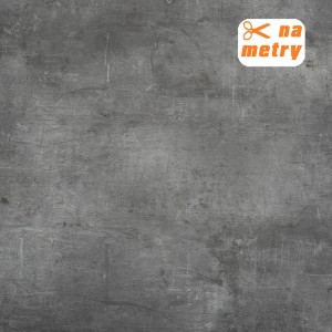 Szara wykładzina PCV imitująca beton, idealna do nowoczesnych wnętrz.