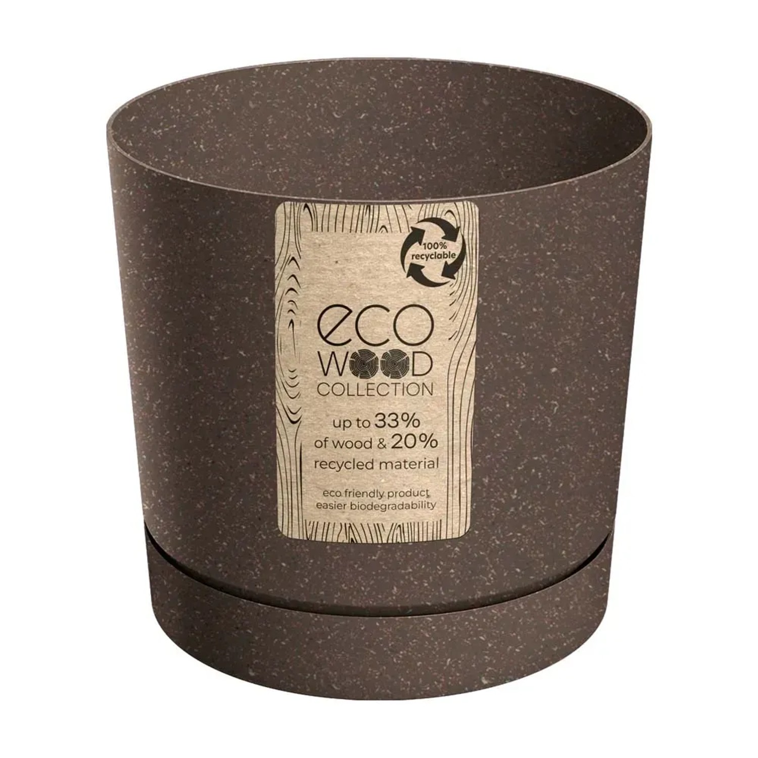 Prosperplast Doniczka Tubo P Wood kawa - 13 cm