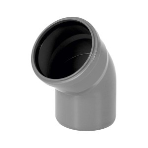 Szara rura kanalizacyjna Kolanka HT pod kątem 45 stopni.