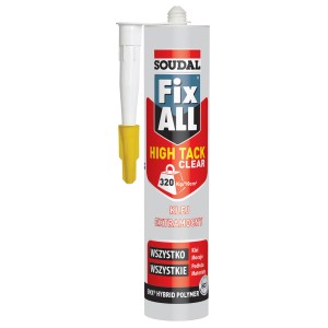 Soudal Fix ALL High Tack Clear, transparentny silikon/akryl do różnych zastosowań.