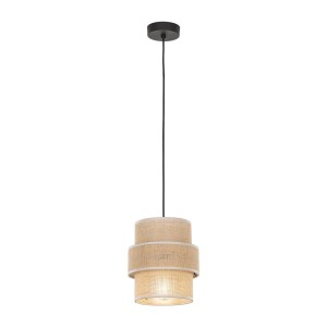 Lampa wisząca z abażurem z włókna naturalnego, nowoczesny design do salonu.