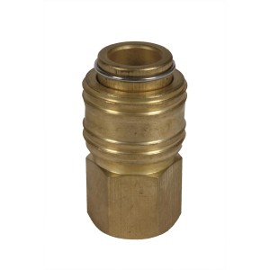 Szybkozłącze Einhell R 3/8 gwint wewnętrzny wykonany z mosiądzu do sprężonego powietrza, wody lub gazu.