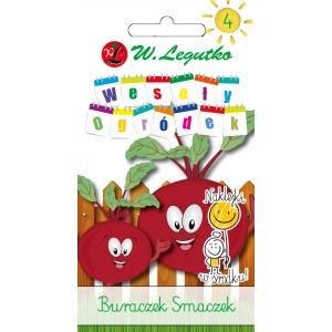 Opakowanie nasion warzyw t.b.t., ilustrowane burakami z kreskówek.