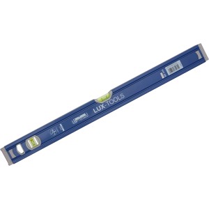 Poziomica aluminiowa LUX Alu Classic, 40 cm, niebieska, z poziomą i pionową libellą.