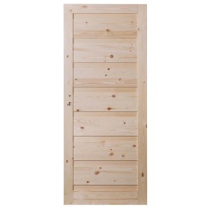 Drzwi z surowego drewna, drzwi wewnętrzne z jasnego drewna z poziomymi panelami.