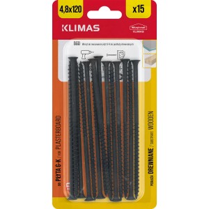 Wkręty Klimas 4,8x120 mm, 15 sztuk, do drewna i płyt gipsowych