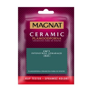 Próbka koloru Magnat Ceramic CM73 Intensywny Szmaragd (Intensywny Szmaragd) do farb ściennych.