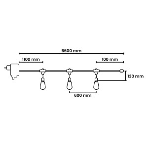 Rysunek techniczny lampy zewnętrznej t.b.t. z wymiarami.