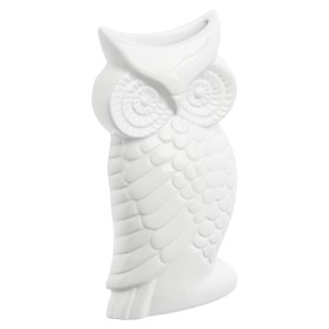Biały ceramiczny nawilżacz powietrza Metrox w kształcie sowy do nawilżania powietrza.