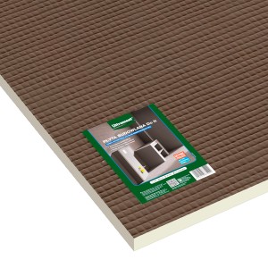 Brązowa płyta budowlana t.b.t. o strukturze plastra miodu i etykietą produktu.