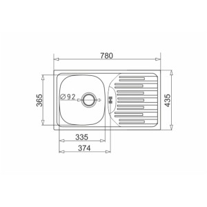 Pyramis Zlewozmywak ET78 FORK 1-kom. z ociekaczem stalowy len - 78 x 43,5 cm