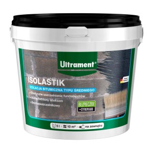 Wiadro Ultrament Isolastik, bitumiczna masa uszczelniająca do fundamentów.