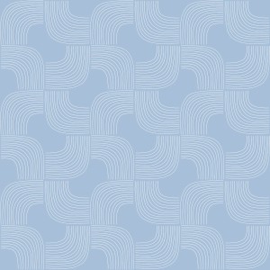 Jasnoniebieski obrus ze wzorem abstrakcyjnych białych linii.