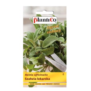 Opakowanie nasion szałwii: Salvia officinalis, idealne do ogrodu ziołowego.