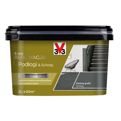 V33 Farba Easy Renowacja Podlogi i Schody ciemny grafit 2l