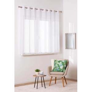 Jasna, przezroczysta zasłona z kategorii Zasłony i firany przed oknem ze srebrnymi oczkami.