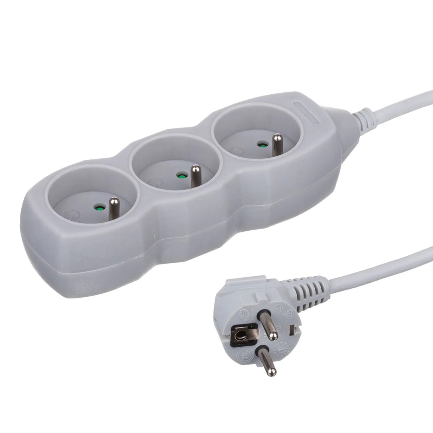Düwi Przedłużacz 3-gniazdowy 2P+Z 3x1,0 mm2 szary 5 m