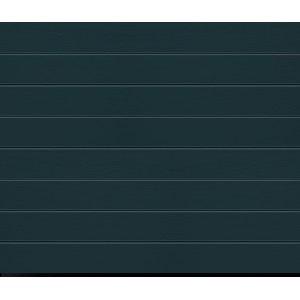 Ciemnoniebieski segment bramy garażowej t.b.t. z poziomym tłoczeniem.