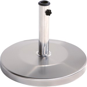 Srebrny stojak na parasol Liston, 25 kg, wykonany ze stali nierdzewnej i betonu, do parasoli o średnicy do Ø 300 cm.