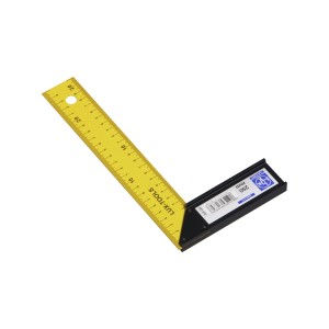 Kątownik stolarski LUX Classic, 250 mm, żółty, do trasowania i ustawiania kątów 90°.