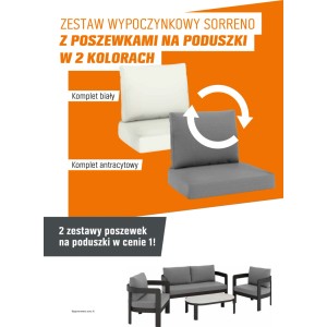 Komplet mebli wypoczynkowych SORRENO biały/antracyt 4-częściowy