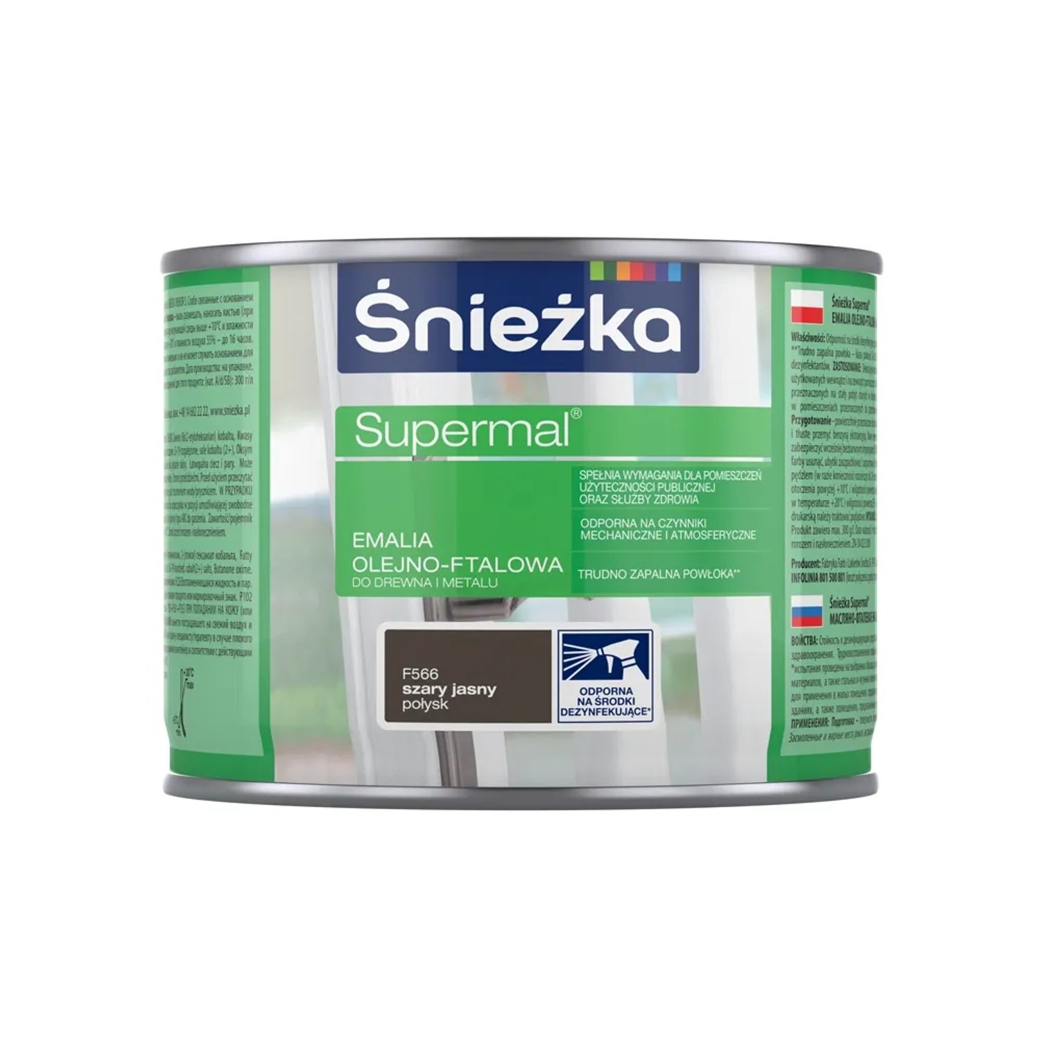 Śnieżka Supermal Emalia Olejno-ftalowa szary jasny 400 ml