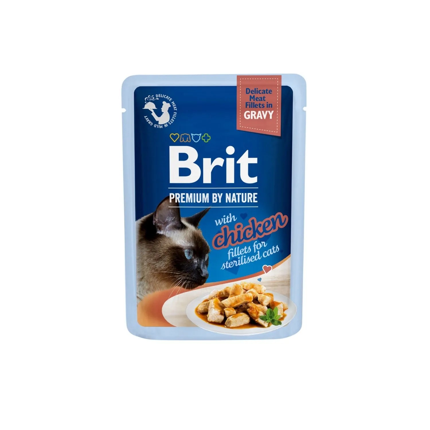 Brit Premium by Nature Pouch Gravy Sterilised Mokra karma dla kotów, kurczak 85g