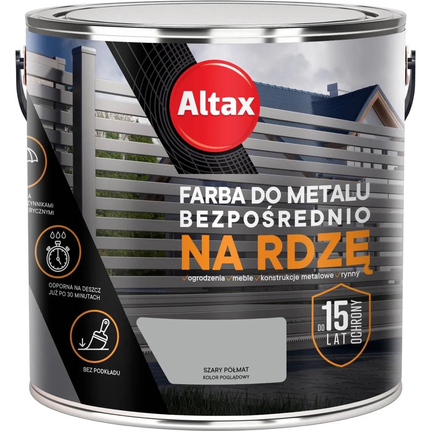 Altax Farba do metalu szary półmat 2,5 l