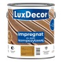 LuxDecor lazura do drewna do desek kompozytowych, brązowa, w metalowym wiadrze. Ochrona drewna do użytku zewnętrznego.