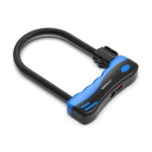 Zapięcie rowerowe t.b.t. typu U-lock, czarno-niebieskie.