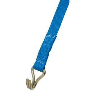 Niebieski pas mocujący z haczykami do bezpiecznego transportu.