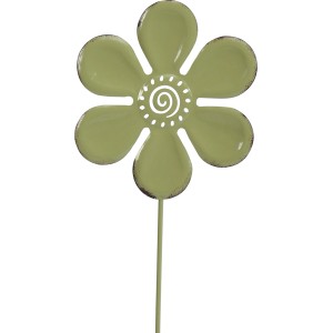 Ozdoba ogrodowa, kwiatek w kolorze antycznej zieleni, wysokość 115 cm, metalowa dekoracja do rabat i donic.