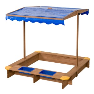 Swing King Piaskownica Ibiza z niebieskim dachem i pojemnikami, drewno FSC®
