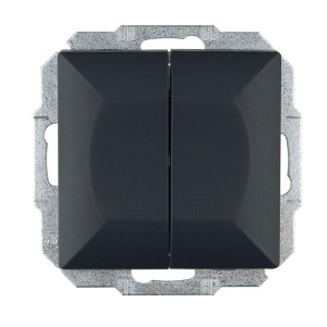 Czarny podwójny włącznik światła i prądu, kategoria: Włączniki i przyciski.