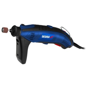 Niebieska szlifierka wielofunkcyjna Dedra z nasadką szlifierską.