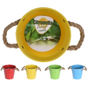 t.b.t. Świeca Citronella Outdoor w wiaderku z uchwytami z liny, różne kolory.