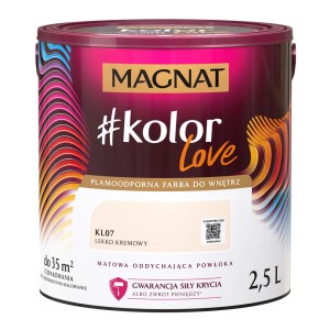 Farba Magnat #kolor Love, lekko kremowa, puszka 2,5L do wnętrz.