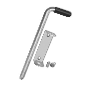 t.b.t. akcesoria do płotów i ogrodzeń: metalowy trzpień, wspornik i śruby.